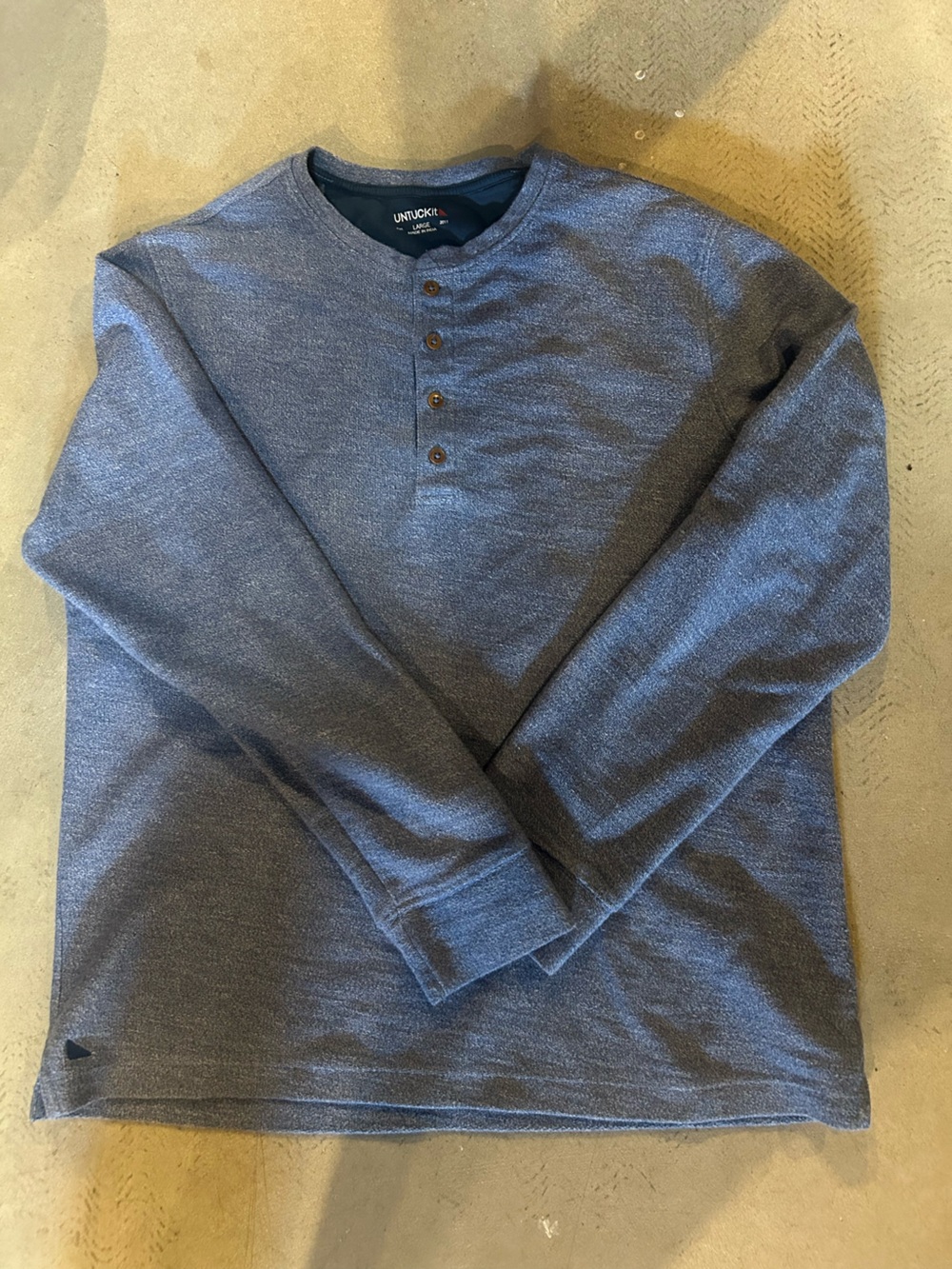 BOBO UNTUCKit Men's Heather Navy Long-Sleeve Henley